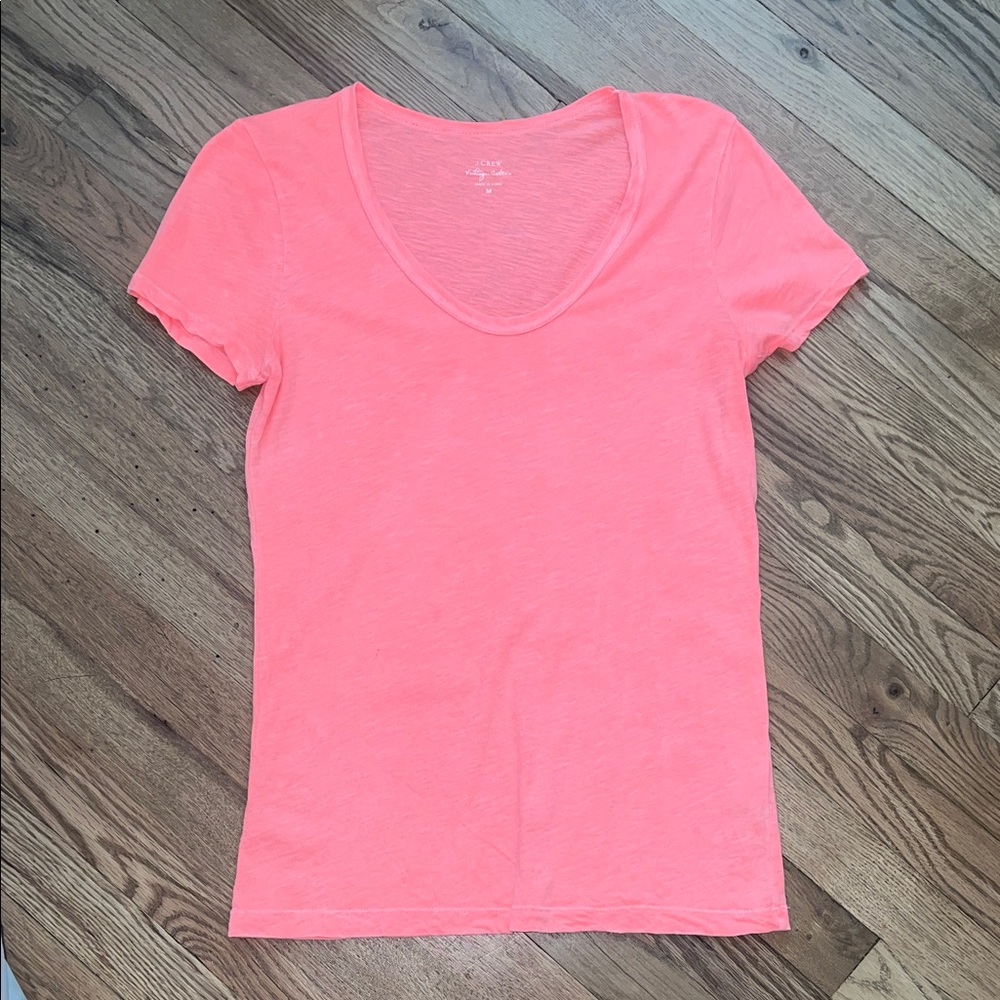 J. Crew Neon Orange Vintage Cotton Short Sleeve Tee Size M